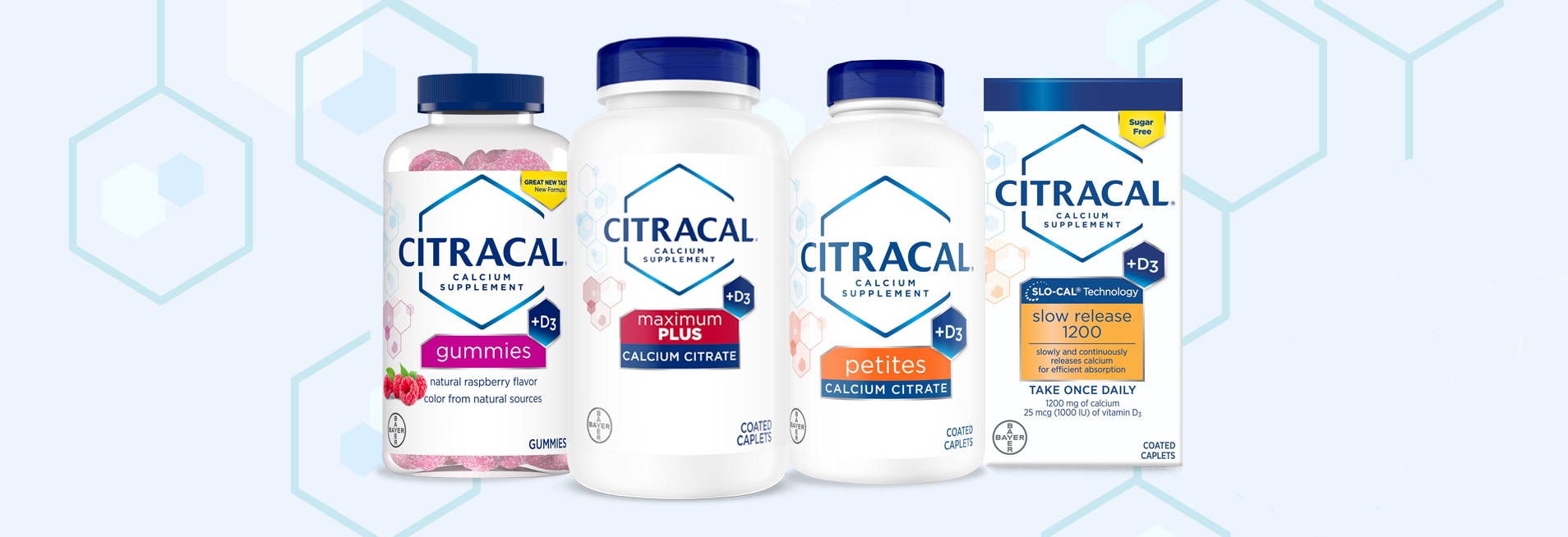 Collection of Citracal product bottles